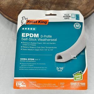 Frost King EPDM D-Profile Self-Stick Weatherseal Medium Gap 1/4" x 5/16" USA